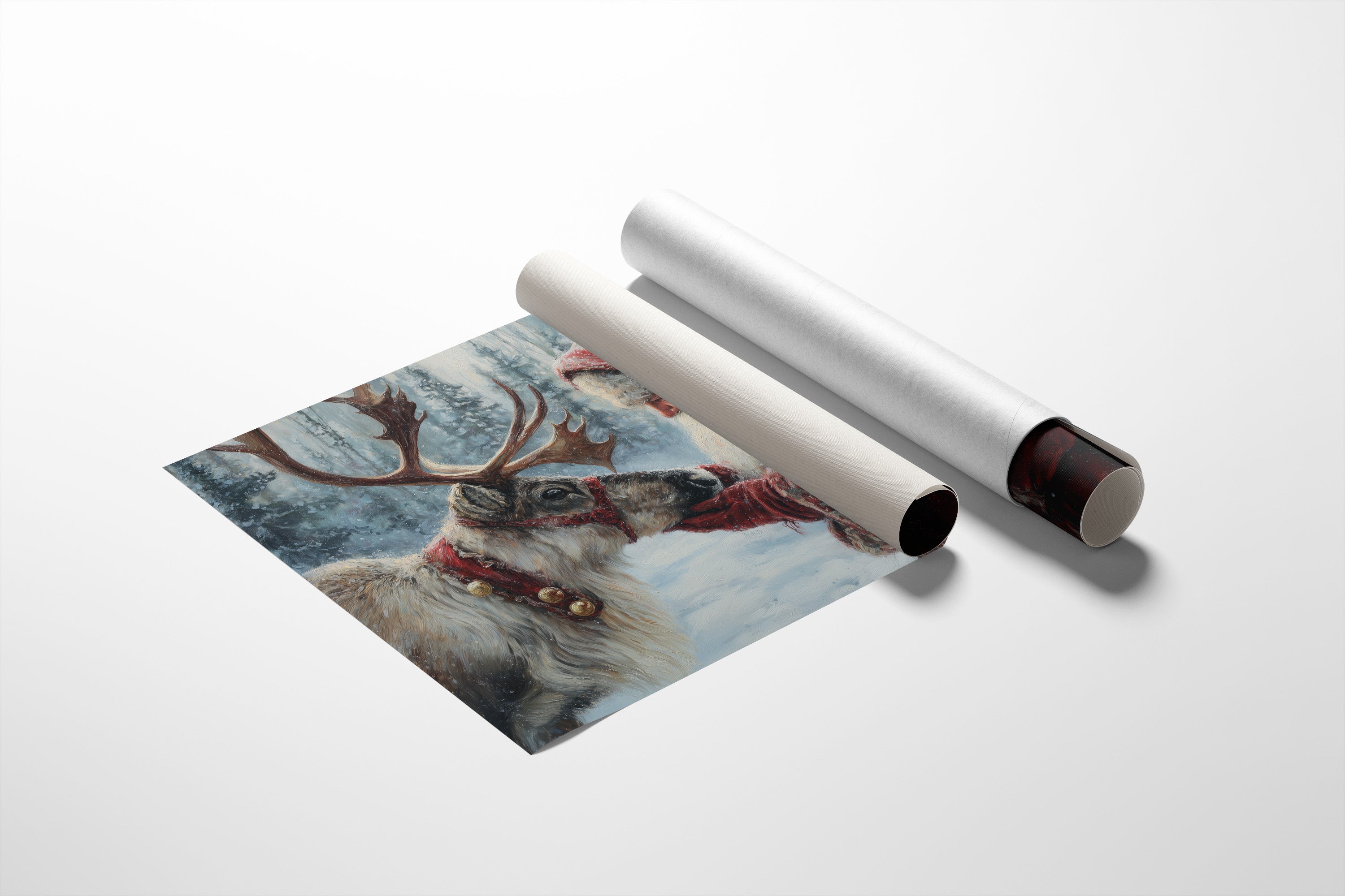 Reindeer Meets Winter's Gentle Friend