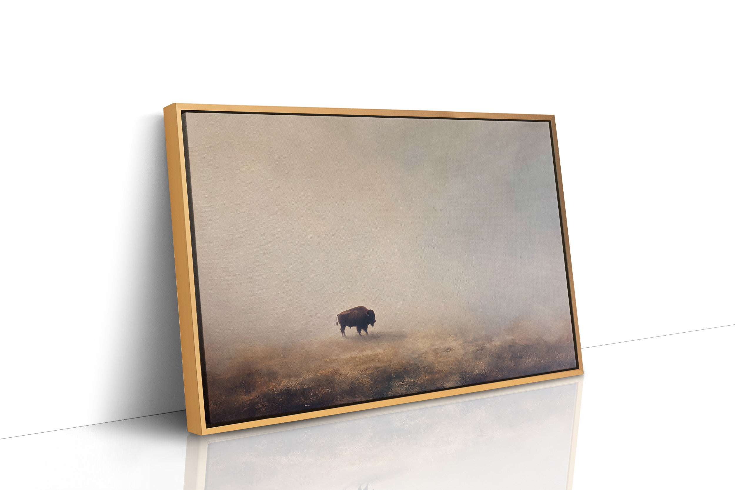 Lone Bison in the Morning Mist