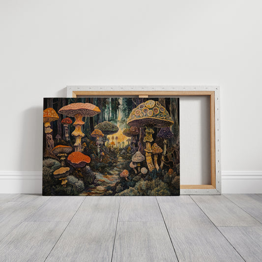 Enchanted Mushroom Forest: Mystical Fantasy Canvas Wall Art