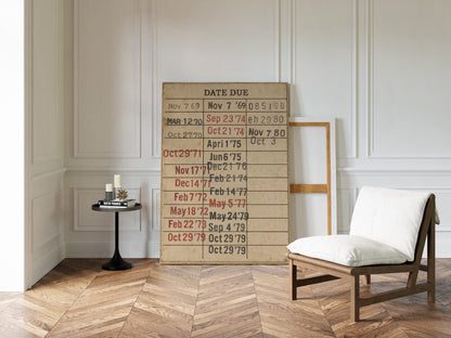 Vintage Library Date Due Card – Retro Paper Texture Wall Art