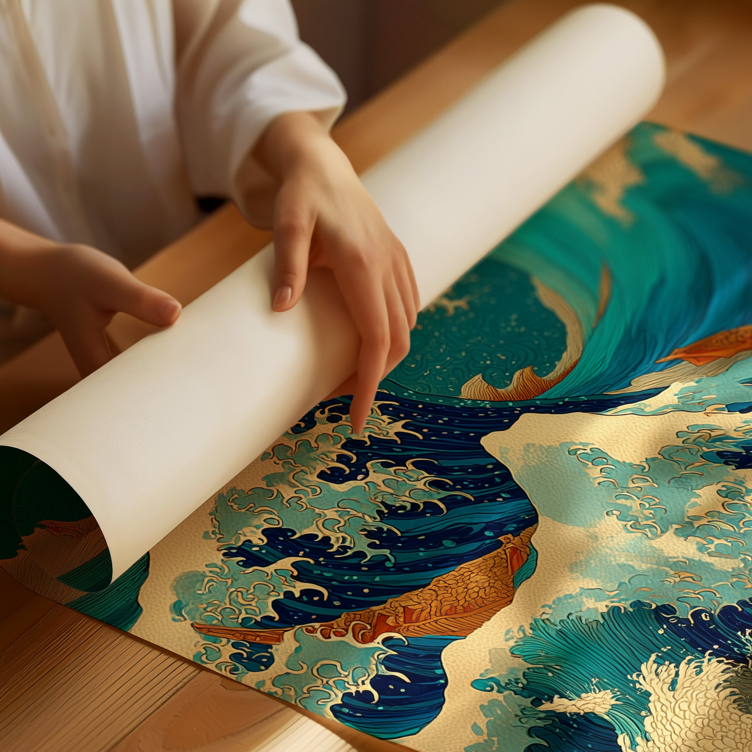 Ocean Swirls Dance With Golden Light