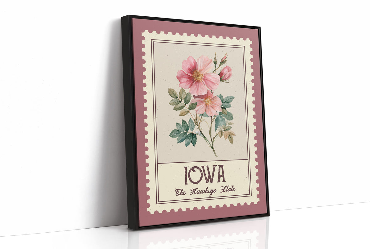 Iowa Wild Rose Watercolor Stamp