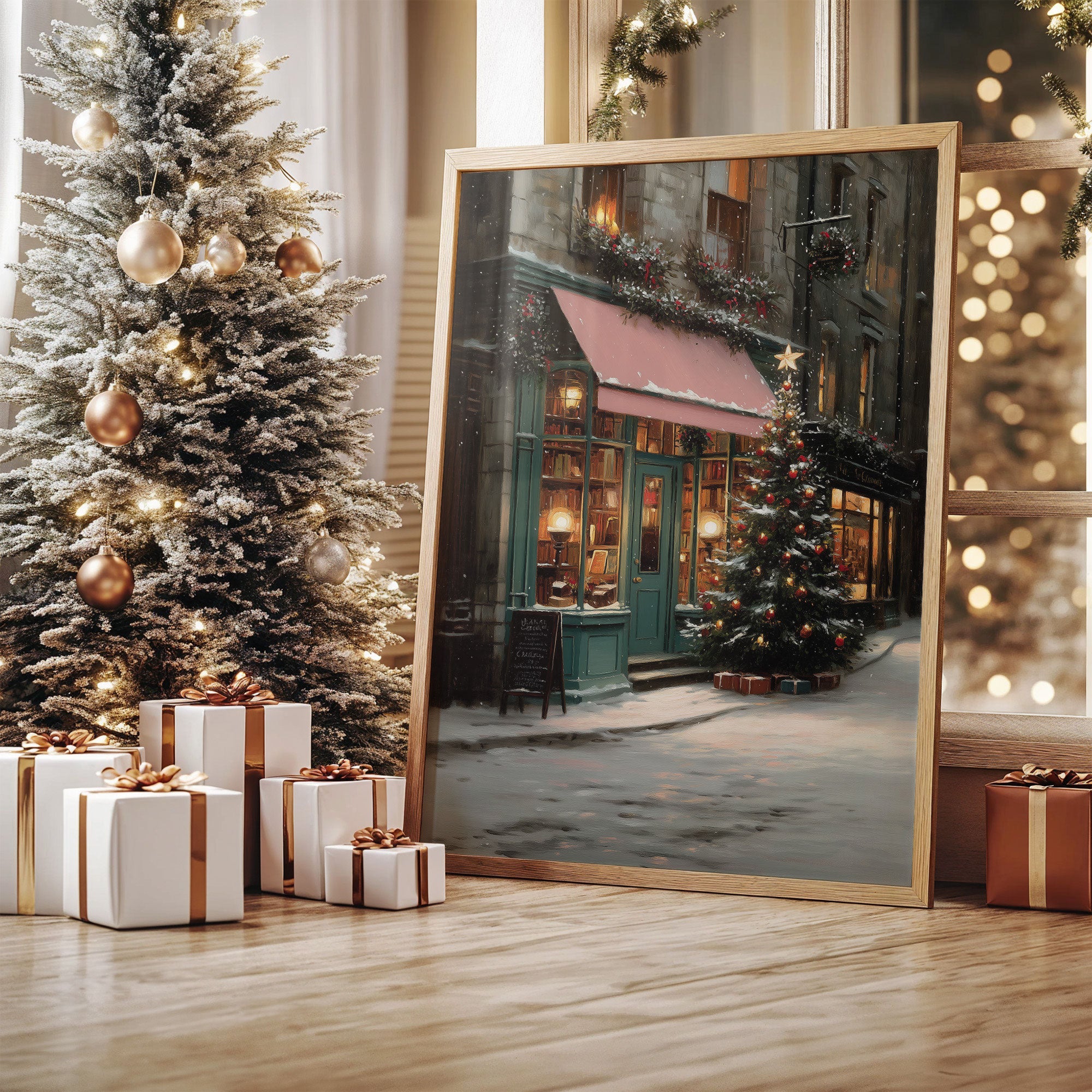 December Snow Lights The Bookshop