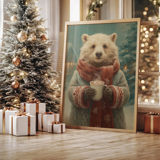 Winter Bear Savors Cozy Cocoa Moments