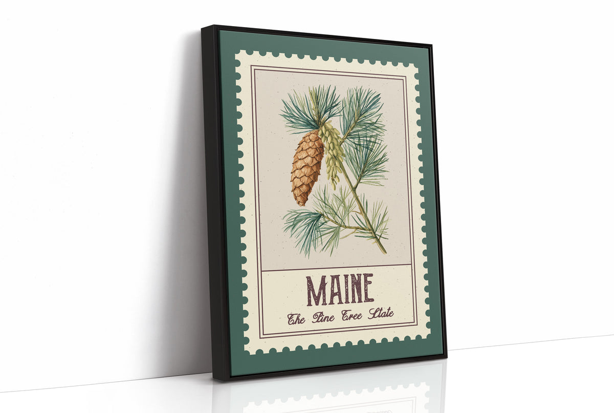 Maine White Pine Cone Watercolor Stamp