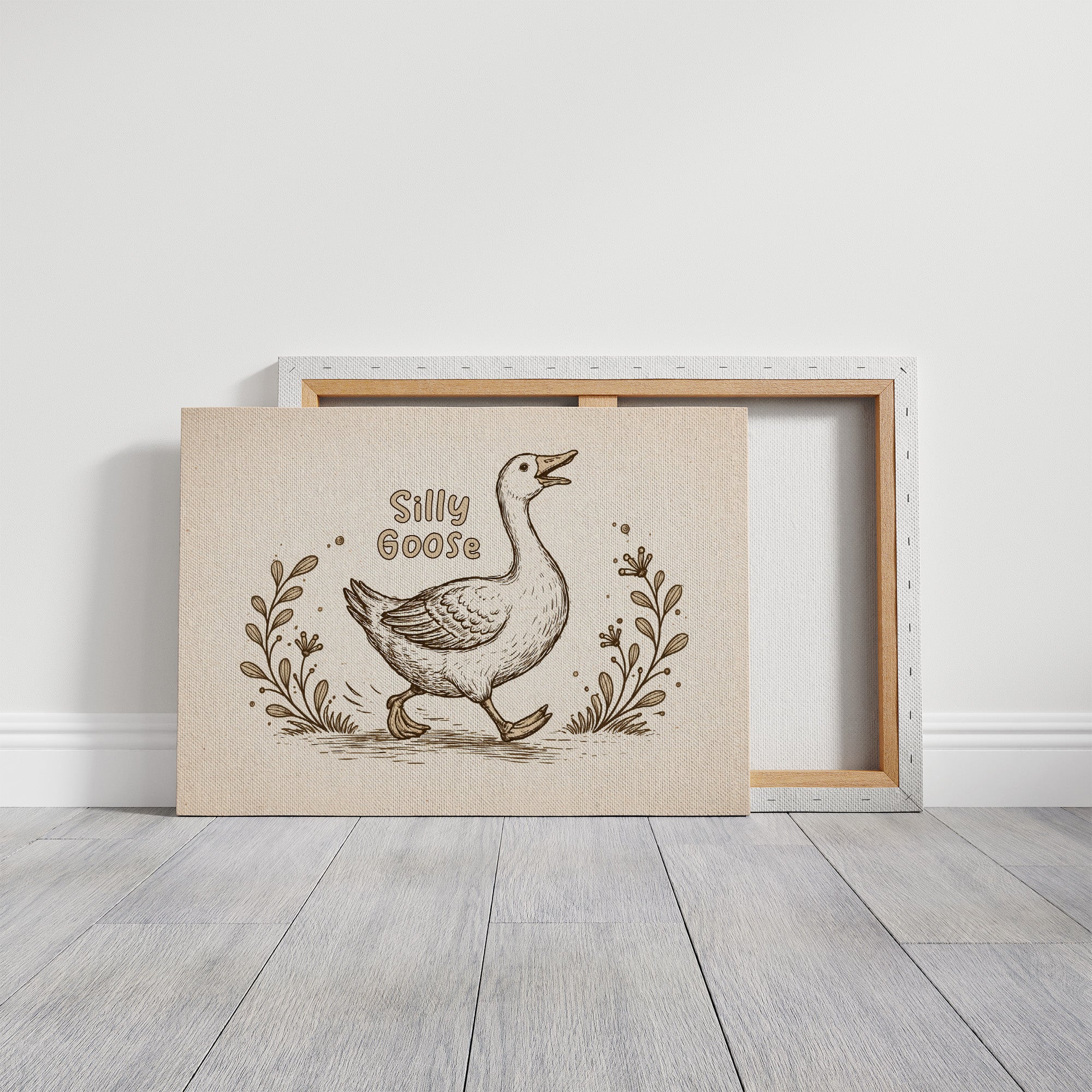 Whimsical Waddle Through Sepia Fields