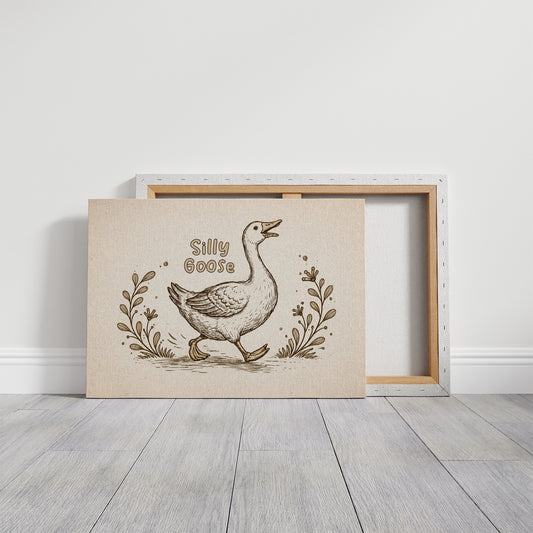 Whimsical Waddle Through Sepia Fields