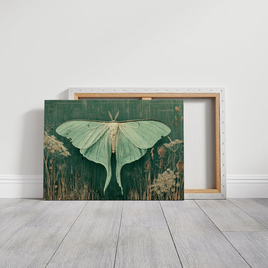 Luna Moth Among Wild Grasses