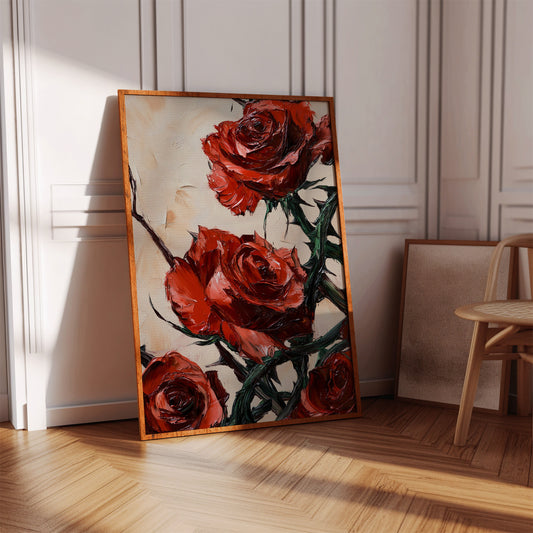 Crimson Roses with Thorns