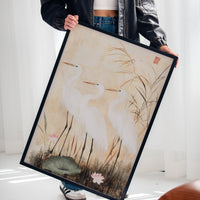 Japanese Egret Wall Art – Elegant Traditional Asian Nature Print
