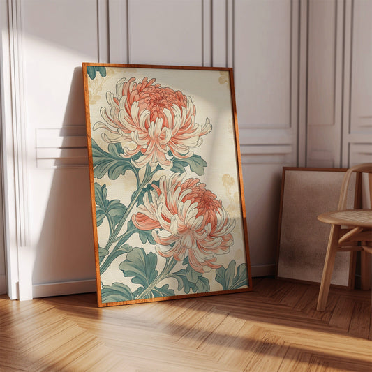Japanese Chrysanthemum Art Print – Vintage Botanical Floral Wall Decor