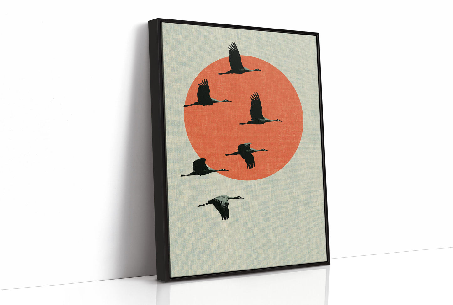 Cranes Across a Red Sun