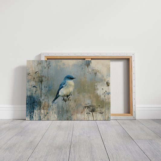 Bluebird Among Winter Grasses