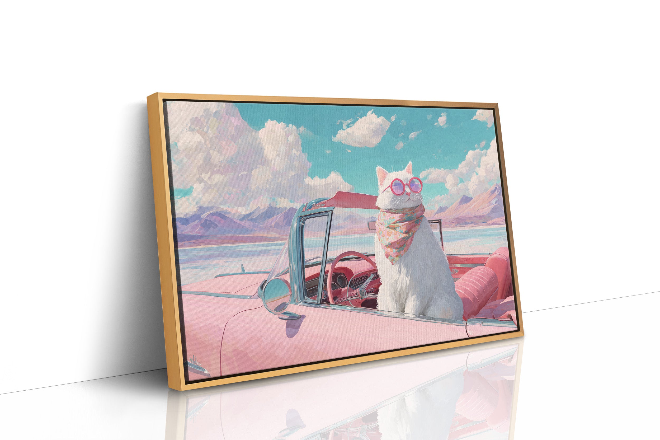 Desert Drive With Pink Skies