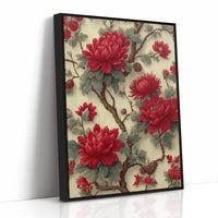 Red Blooms on Ivory Branches
