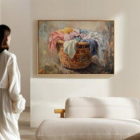 Rustic Simplicity: Vintage Laundry Basket Canvas Wall Art