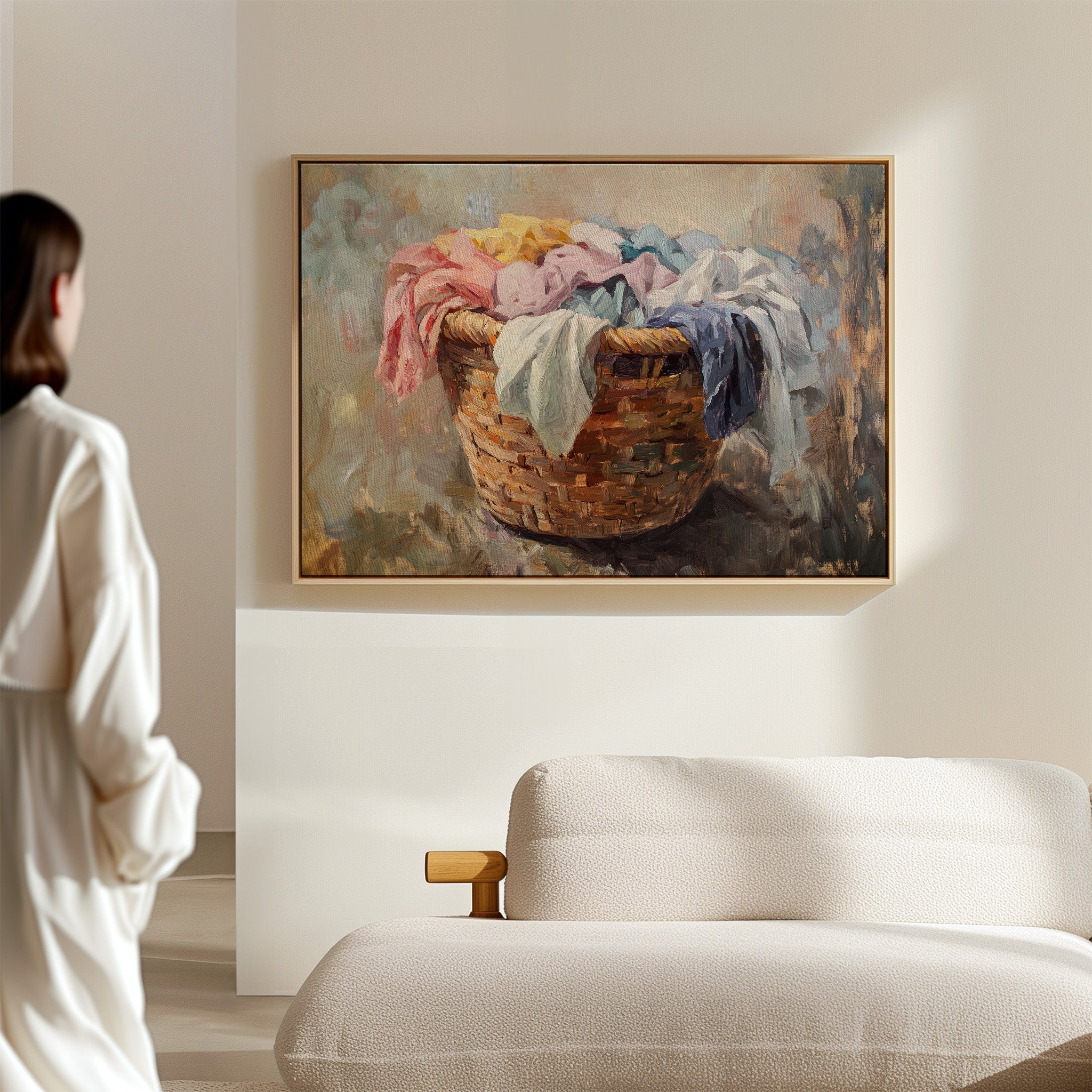 Rustic Simplicity: Vintage Laundry Basket Canvas Wall Art