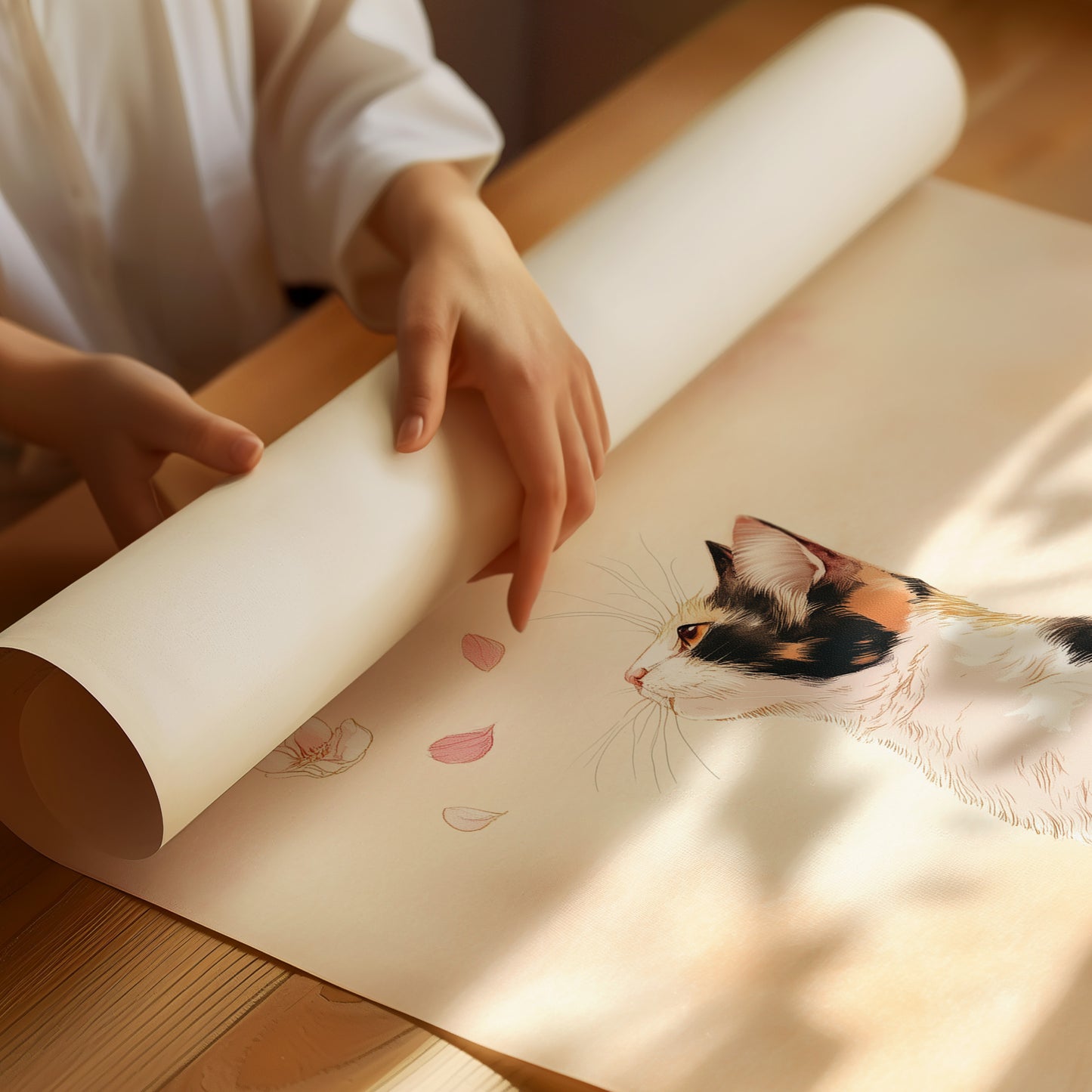 Calico Dreams Under Cherry Blossoms