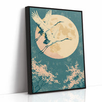 Crane Beneath Blossoms and Moon