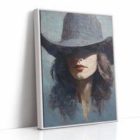 Crimson Lips Under Shadowed Brim