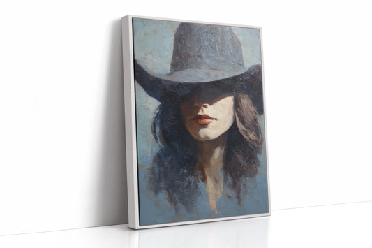 Crimson Lips Under Shadowed Brim