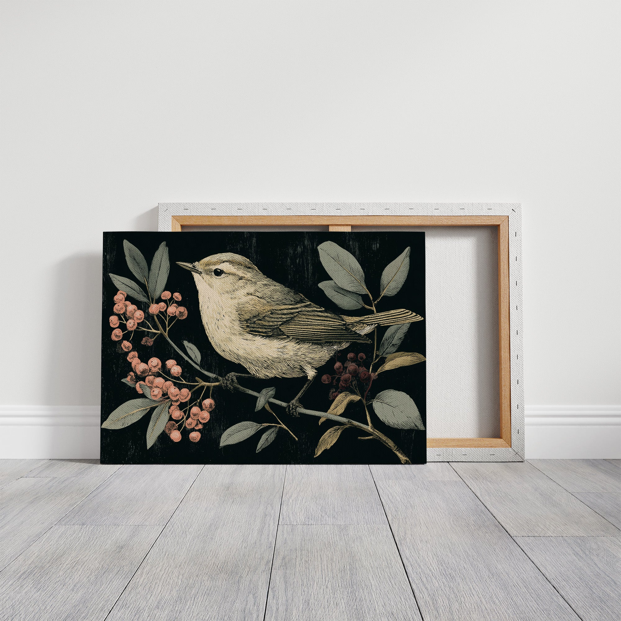 Warbler Amid Berry Branches