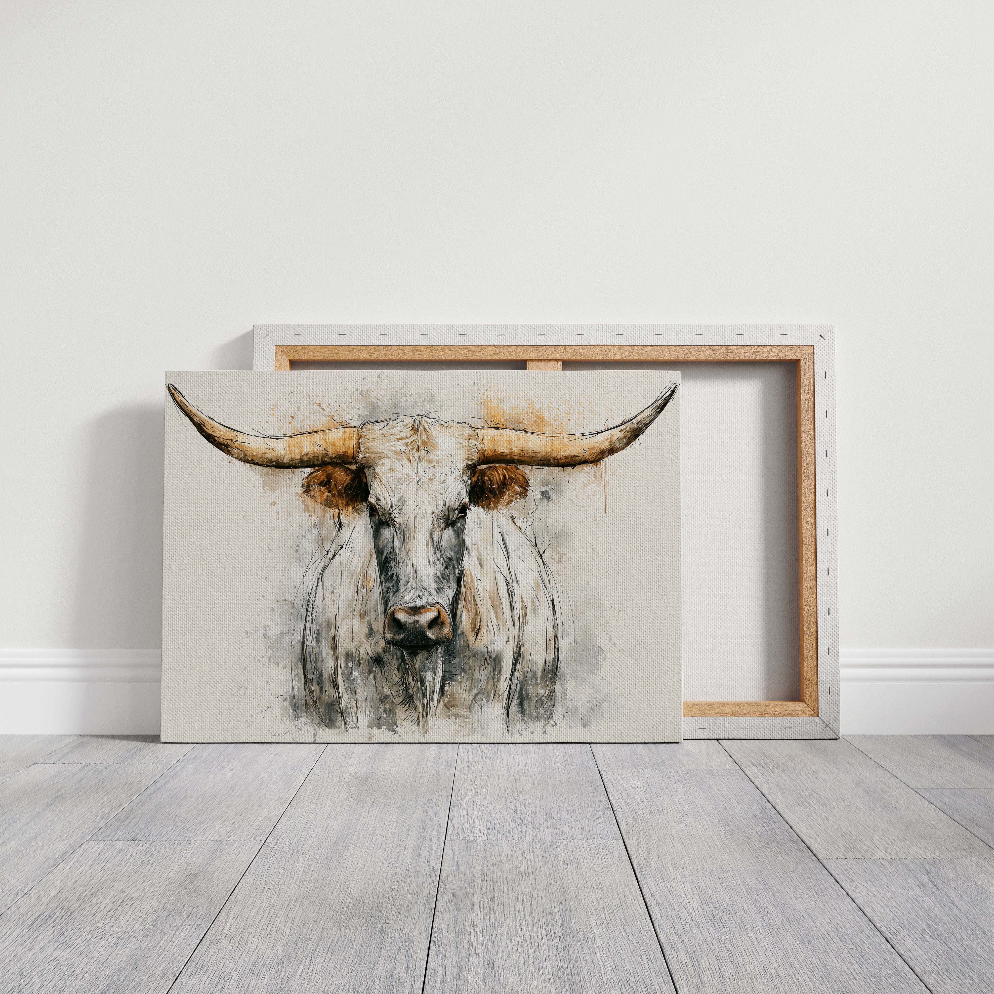 Longhorn in Ink and Wash