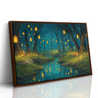 Lanterns Float Through Midnight Forest