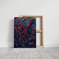 Crimson Depths: Watercolor Giant Squid Study