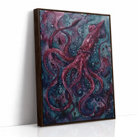 Crimson Depths: Watercolor Giant Squid Study