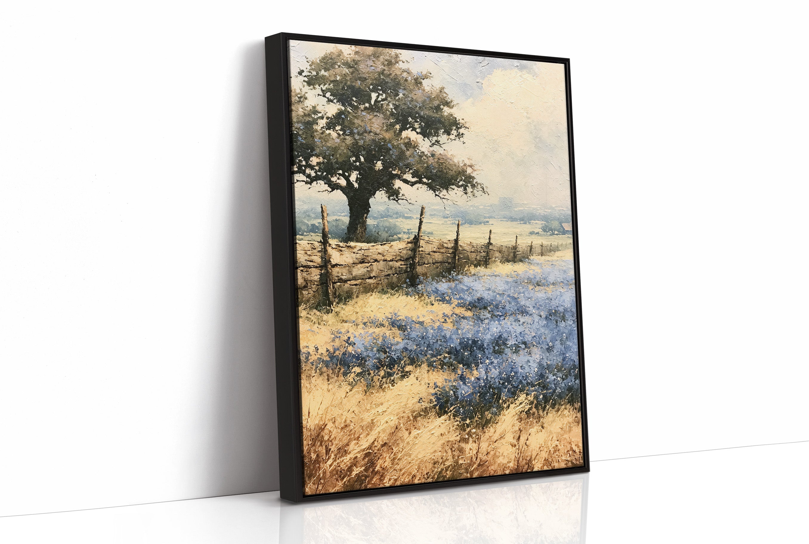 Bluebonnets Along the Fence Line
