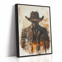 Lone Cowboy in Shadow and Flame