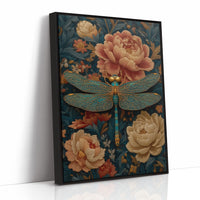 The Dragonfly Rests Among Peonies