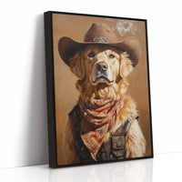 Golden Retriever Gunslinger in a Cowboy Hat