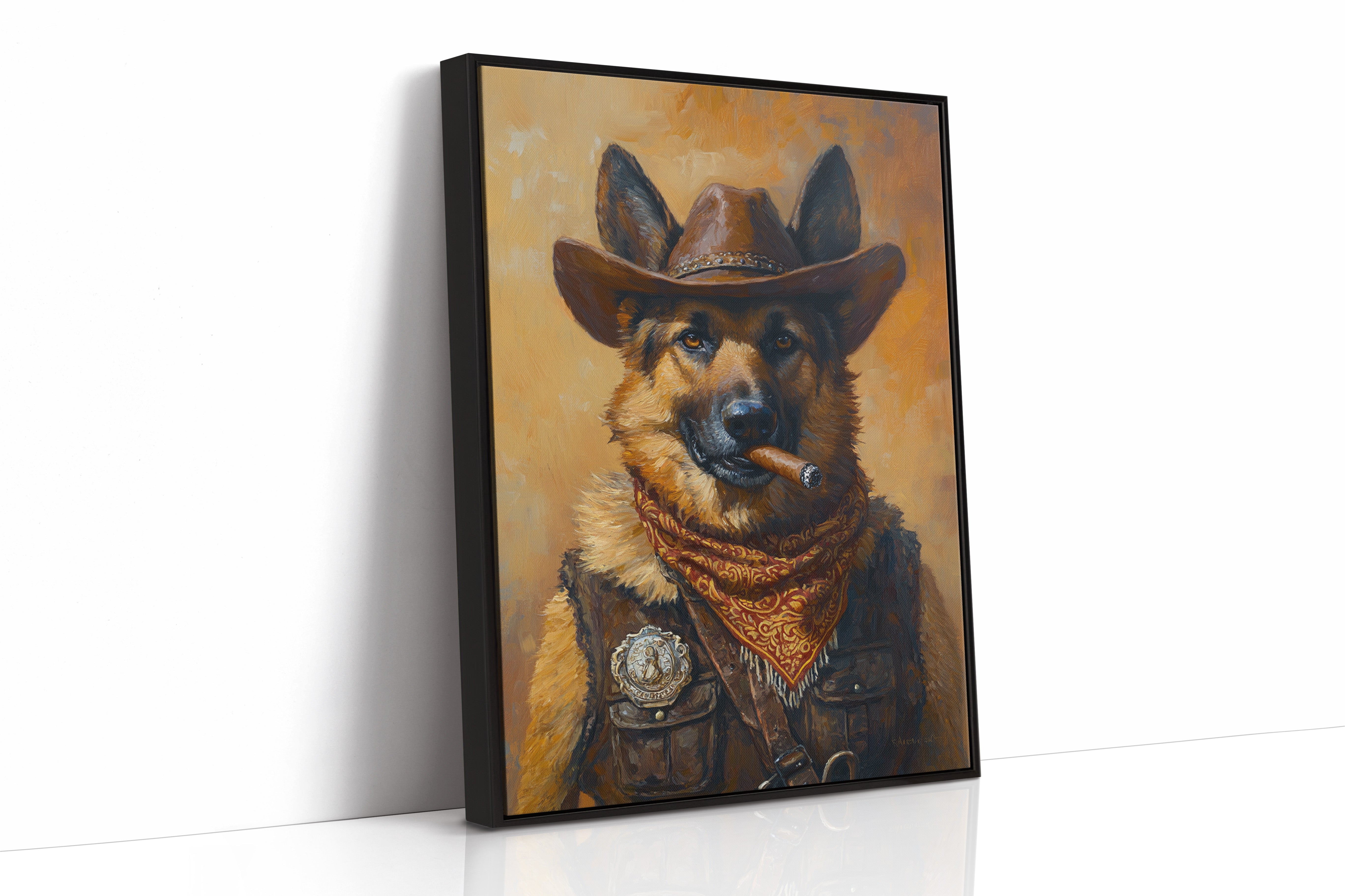 German Shepherd Sheriff in the Saddle