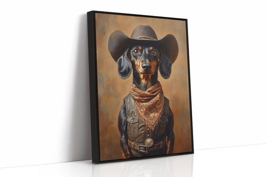 Cowboy Dachshund in Leather and Lace