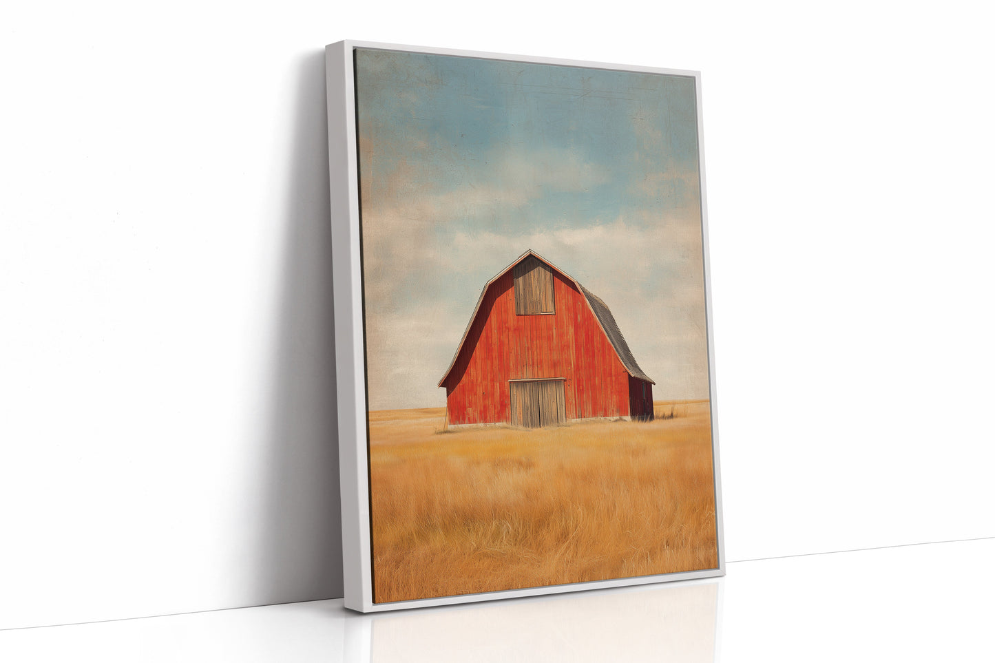 Red Barn Under Prairie Skies