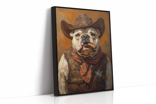 Bulldog Sheriff with a Cigar and Scowl