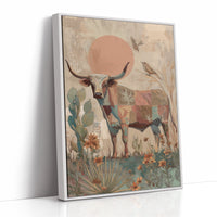 Desert Longhorn Under Coral Sun