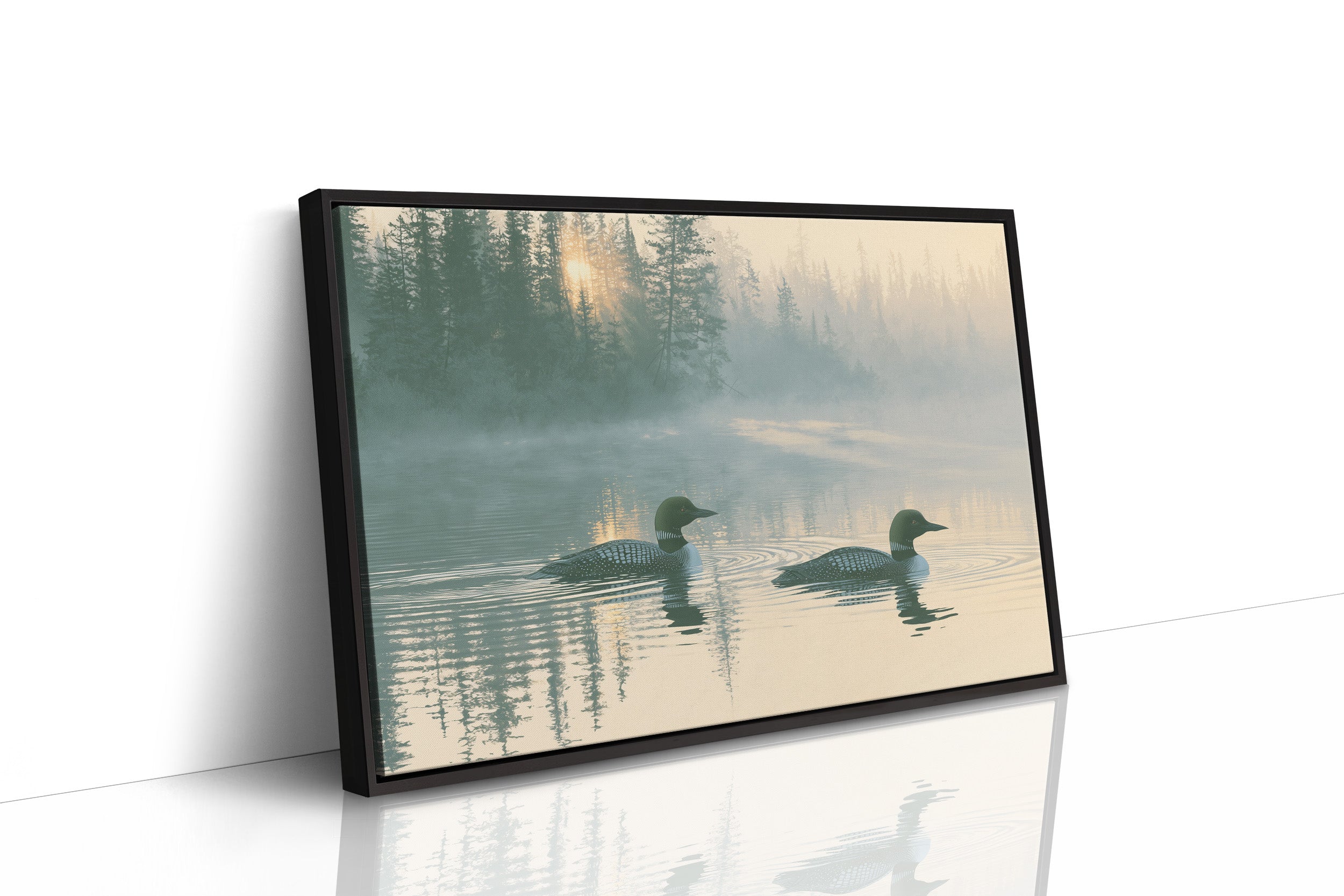 Loons, Misty Dawn Ripples