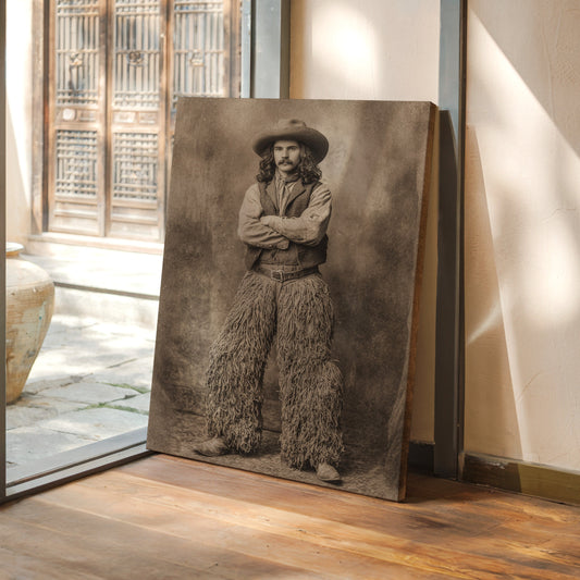 The Frontiersman's Portrait in black and white western style 