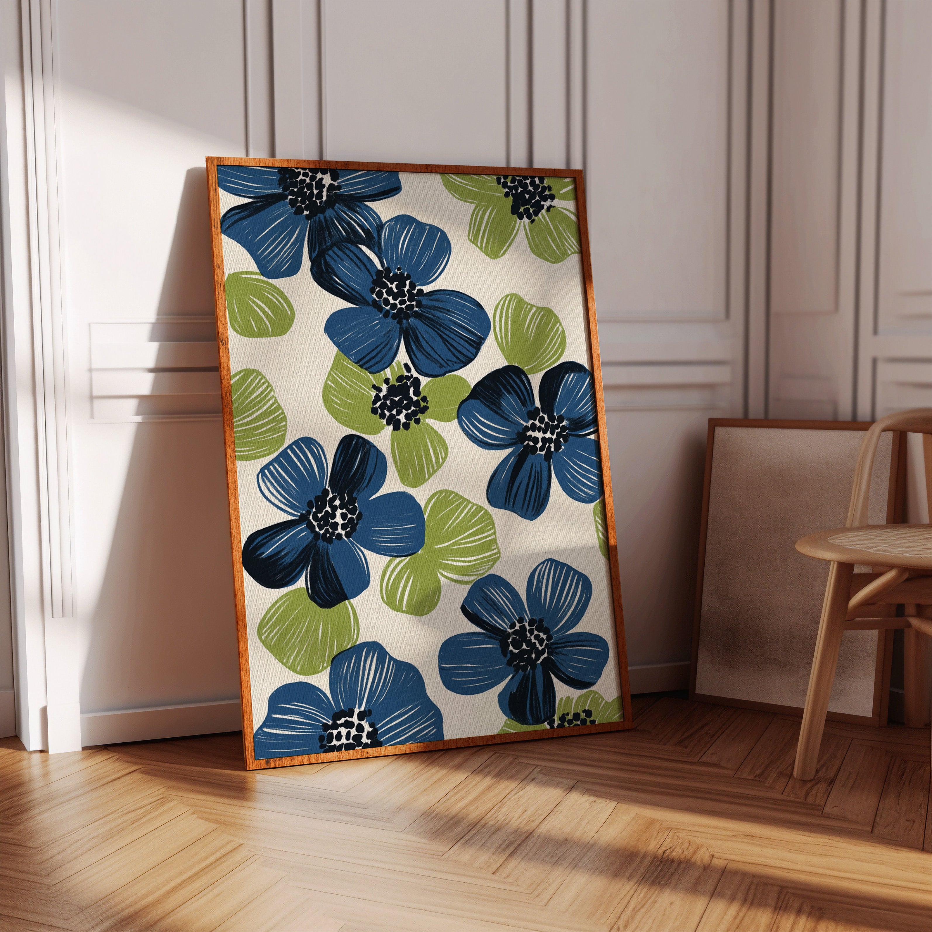 Summer Blossoms Drift In Navy