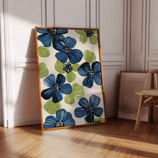Summer Blossoms Drift In Navy