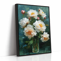 White Peonies in a Glass at Dusk