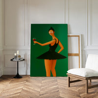 Surprised Ballerina with Wine Glass