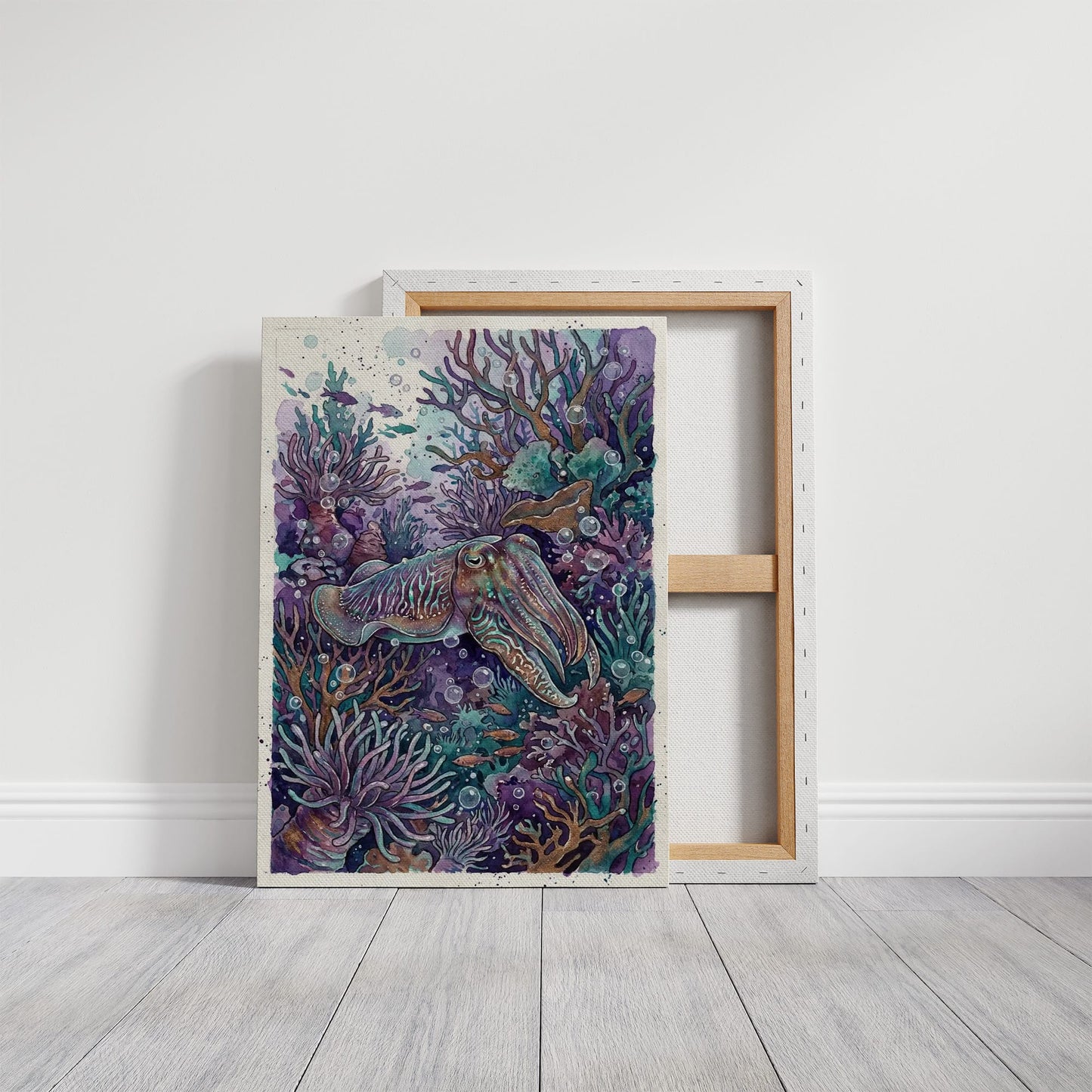 Iridescent Camouflage: Watercolor Cuttlefish Study