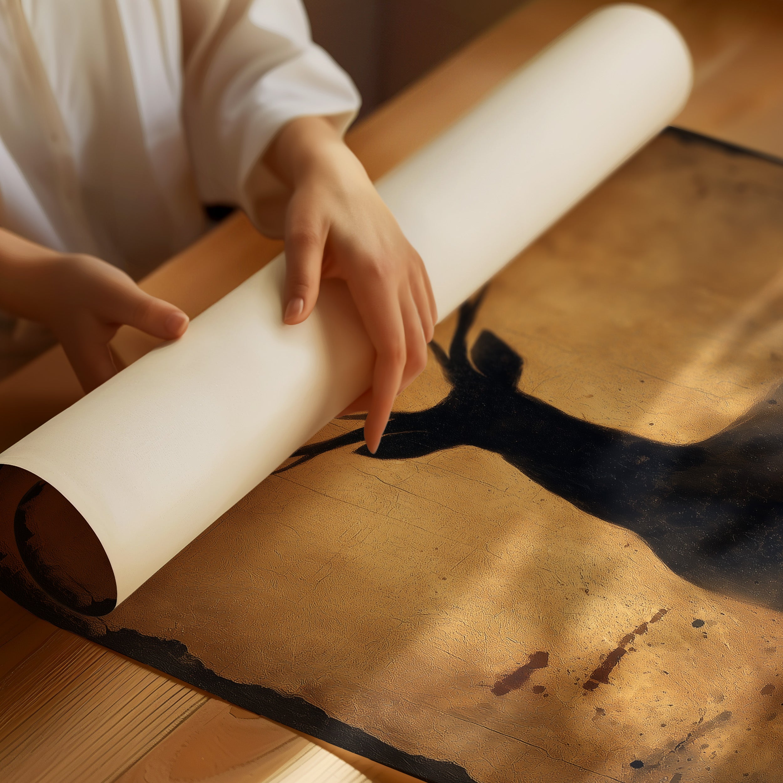 Stag's Silhouette On Autumn Gold