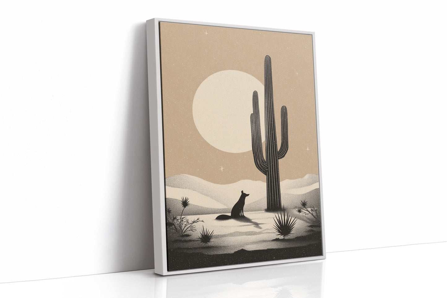 Coyote Waits Under Desert Moon