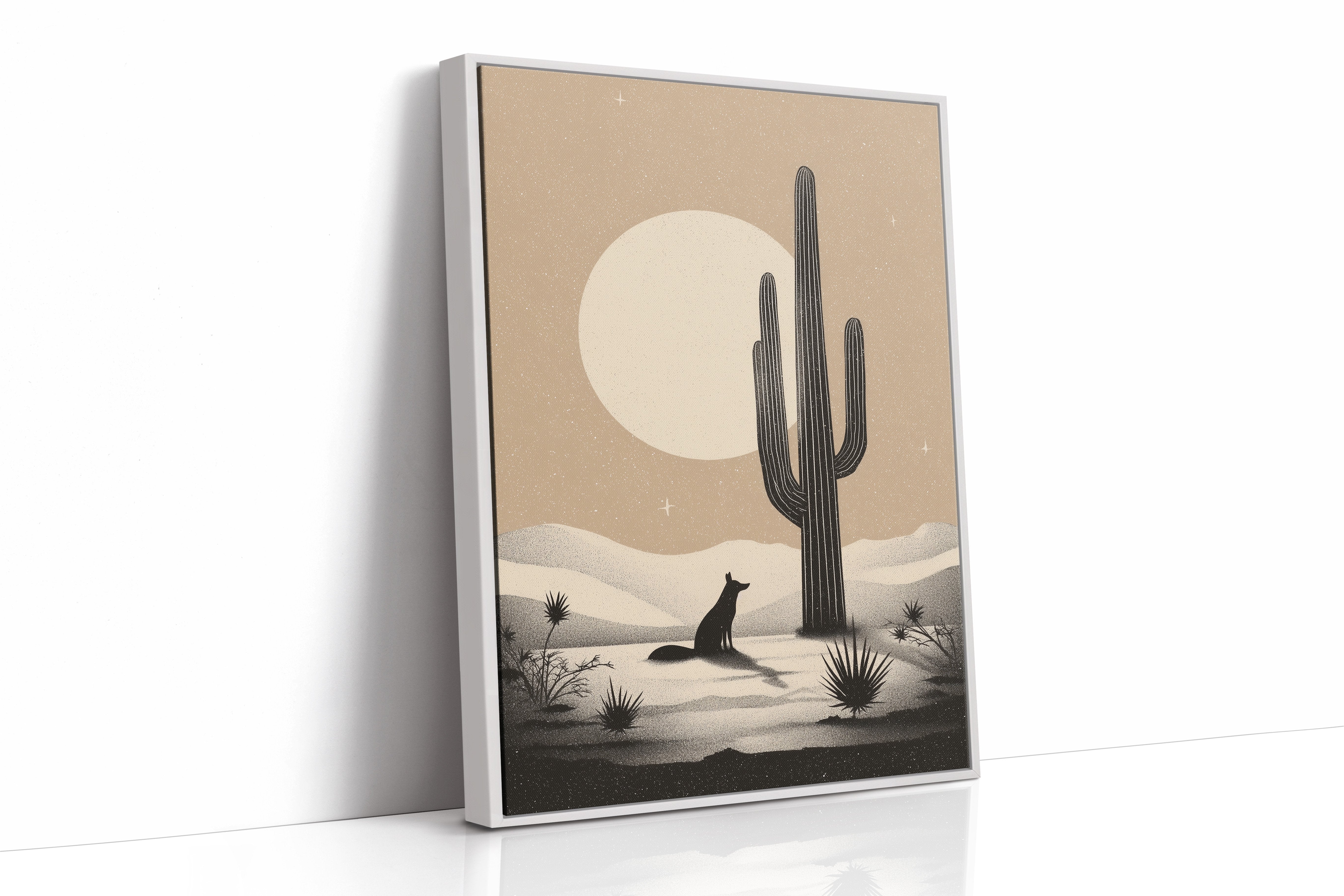 Coyote Waits Under Desert Moon