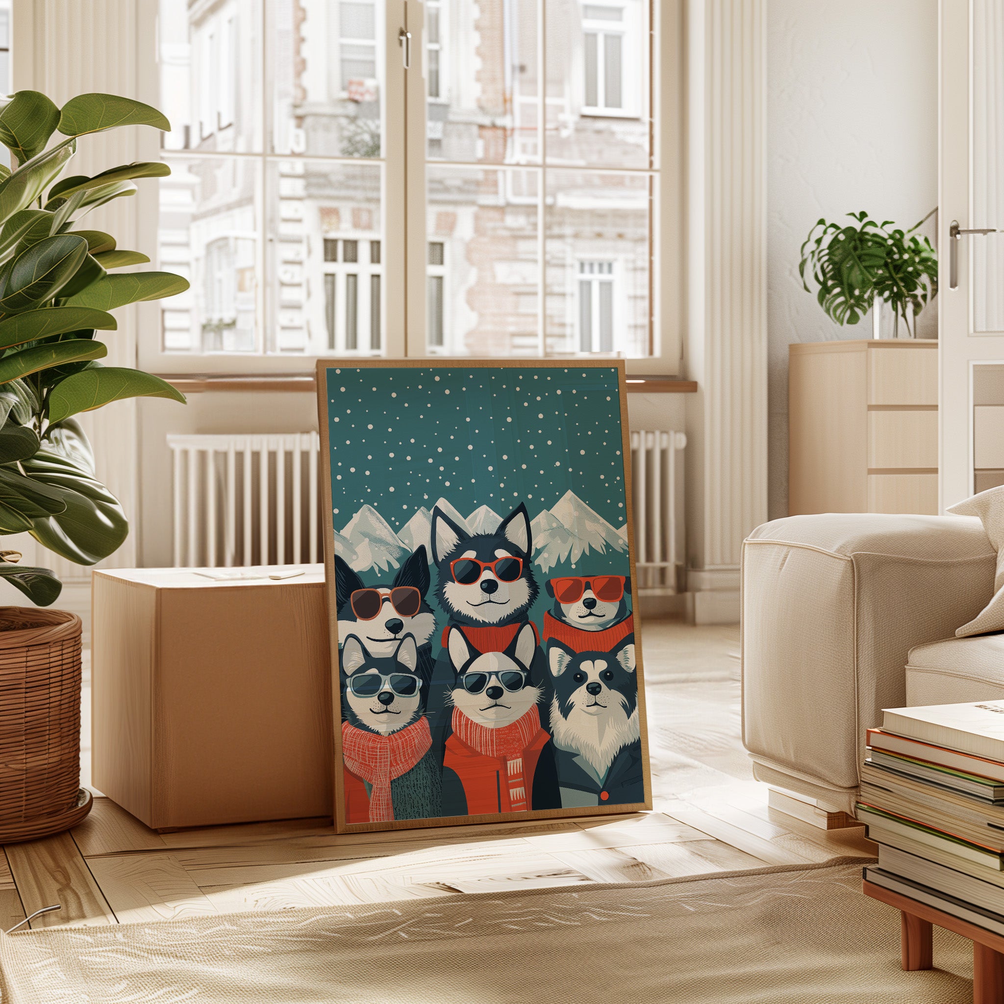 Cool Huskies Chase Winter Stars